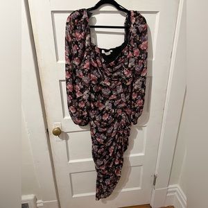 ASTR floral ruched midi dress